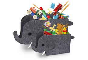 Opbergdoos Kinderen Olifant 2 Stuks - 30L Vilten Speelgoedkist - 35% Korting