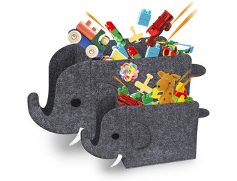 2 stuks opbergdozen voor kinderen, vilten opvouwbare speelgoedkist, organizer, mand in olifantenvorm, opbergdozen voor kinderkamer, opbergdozen van stof, wasmand voor thuis
