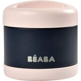 BÉABA, Bewaarbakje voor baby-/kindermaaltijden, Roestvrij staal, Isotherm, Warm/Koud bewaren, dubbelwandig, 100% luchtdicht, 500 ml, Light pink/Night blue