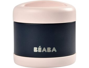 BÉABA, Bewaarbakje voor baby-/kindermaaltijden, Roestvrij staal, Isotherm, Warm/Koud bewaren, dubbelwandig, 100% luchtdicht, 500 ml, Light pink/Night blue