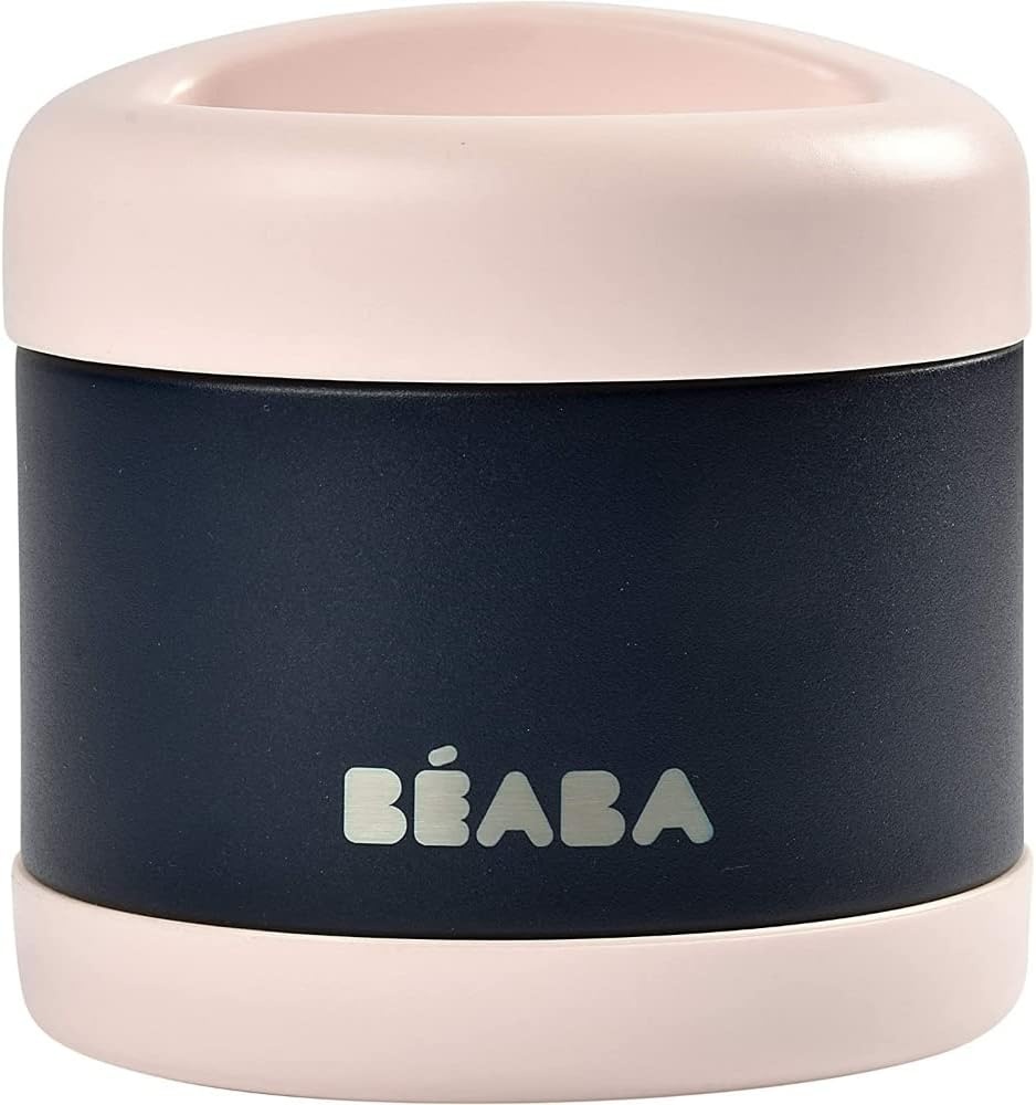 BÉABA, Bewaarbakje voor baby-/kindermaaltijden, Roestvrij staal, Isotherm, Warm/Koud bewaren, dubbelwandig, 100% luchtdicht, 500 ml, Light pink/Night blue