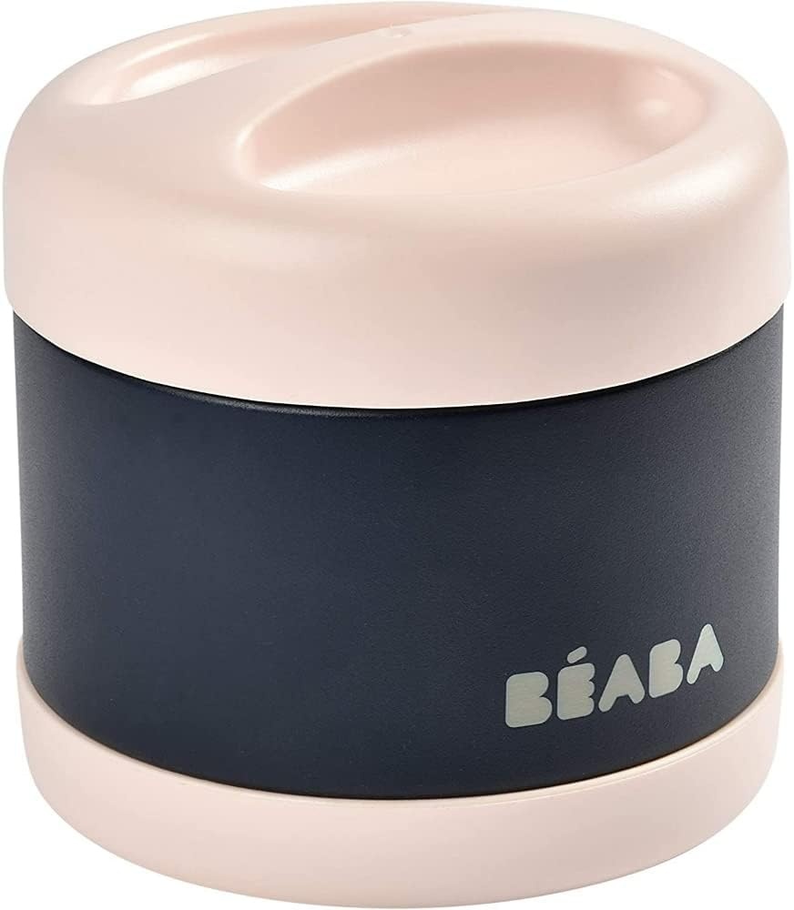 BÉABA, Bewaarbakje voor baby-/kindermaaltijden, Roestvrij staal, Isotherm, Warm/Koud bewaren, dubbelwandig, 100% luchtdicht, 500 ml, Light pink/Night blue