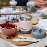 BÉABA, Bewaarbakje voor baby-/kindermaaltijden, Roestvrij staal, Isotherm, Warm/Koud bewaren, dubbelwandig, 100% luchtdicht, 500 ml, Light pink/Night blue