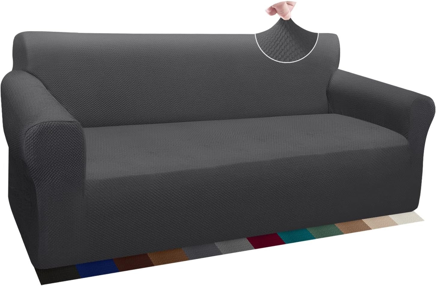 Granbest Dikke bankhoes met stijlvol patroon, bankovertrek voor bank, stretch, elastische jacquard, bankhoes met armleuning, voor woonkamer, anti-slip (3-zits, grijs)
