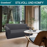 Granbest Dikke bankhoes met stijlvol patroon, bankovertrek voor bank, stretch, elastische jacquard, bankhoes met armleuning, voor woonkamer, anti-slip (3-zits, grijs)