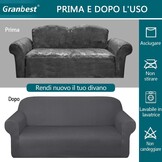 Granbest Dikke bankhoes met stijlvol patroon, bankovertrek voor bank, stretch, elastische jacquard, bankhoes met armleuning, voor woonkamer, anti-slip (3-zits, grijs)