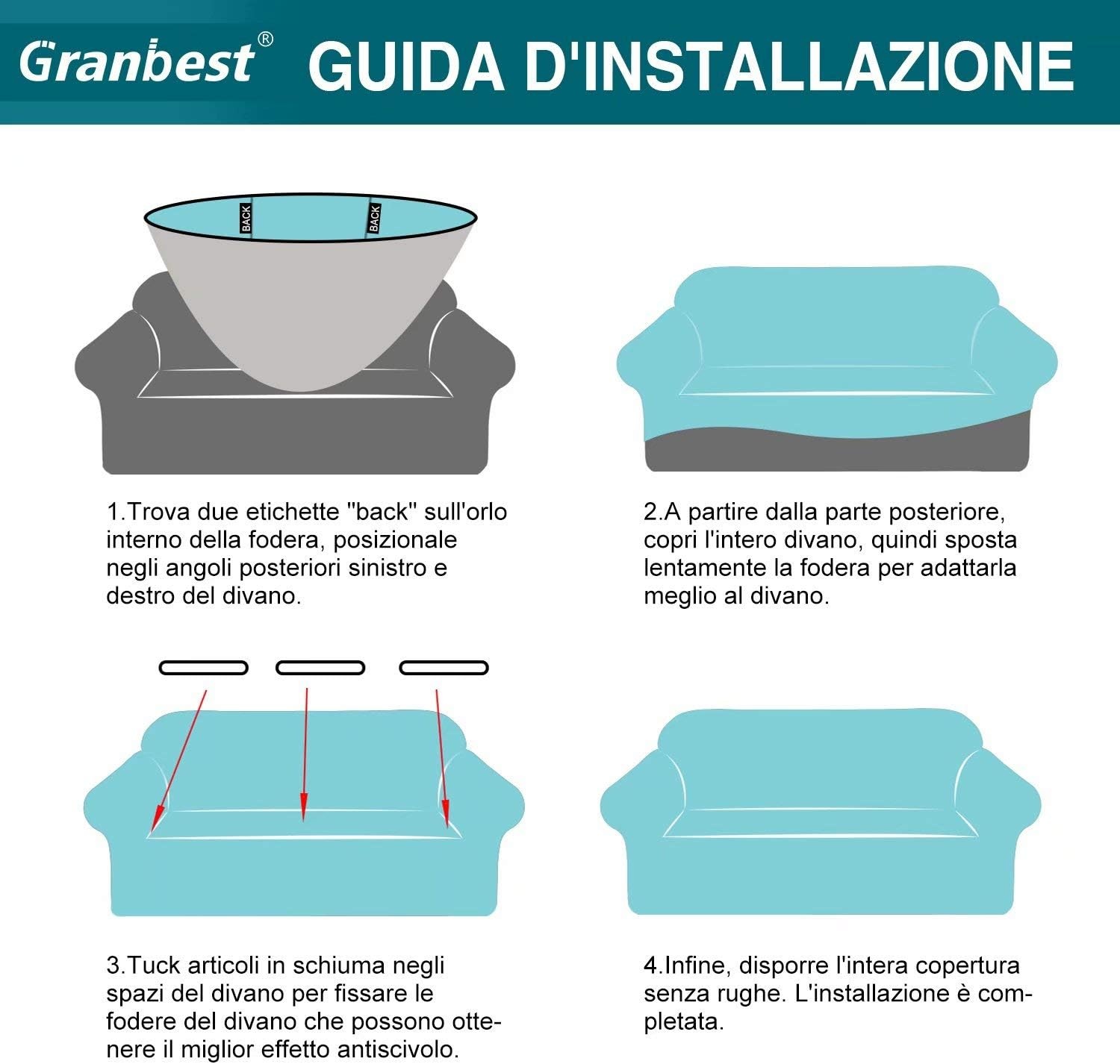 Granbest Dikke bankhoes met stijlvol patroon, bankovertrek voor bank, stretch, elastische jacquard, bankhoes met armleuning, voor woonkamer, anti-slip (3-zits, grijs)
