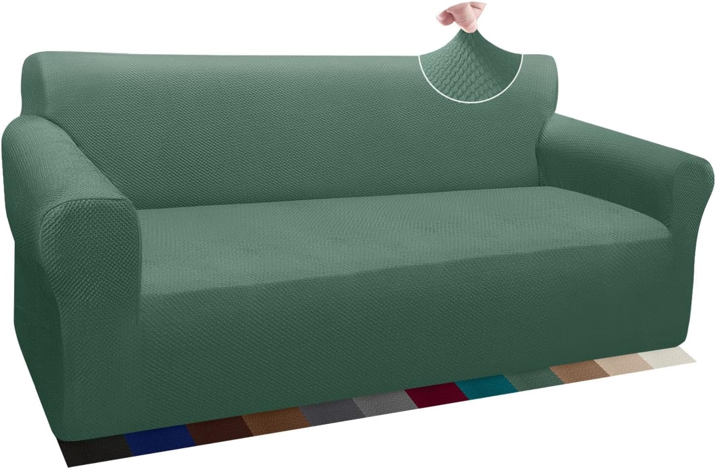 Granbest Dikke bankhoes met stijlvol patroon, bankovertrek voor bank, stretch, elastische jacquard, bankhoes met armleuning, voor woonkamer, anti-slip (3-zits, grijs)