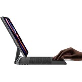 HOU Toetsenbordhoes voor iPad Pro 12,9 inch (6th/5th/4th/3rd) Gen 2022, QWERTZ-lay-out, Click-Anywhere-trackpad, 7 kleuren 3 niveaus instelbaar met achtergrondverlichting, zwevend magnetisch ontwerp,