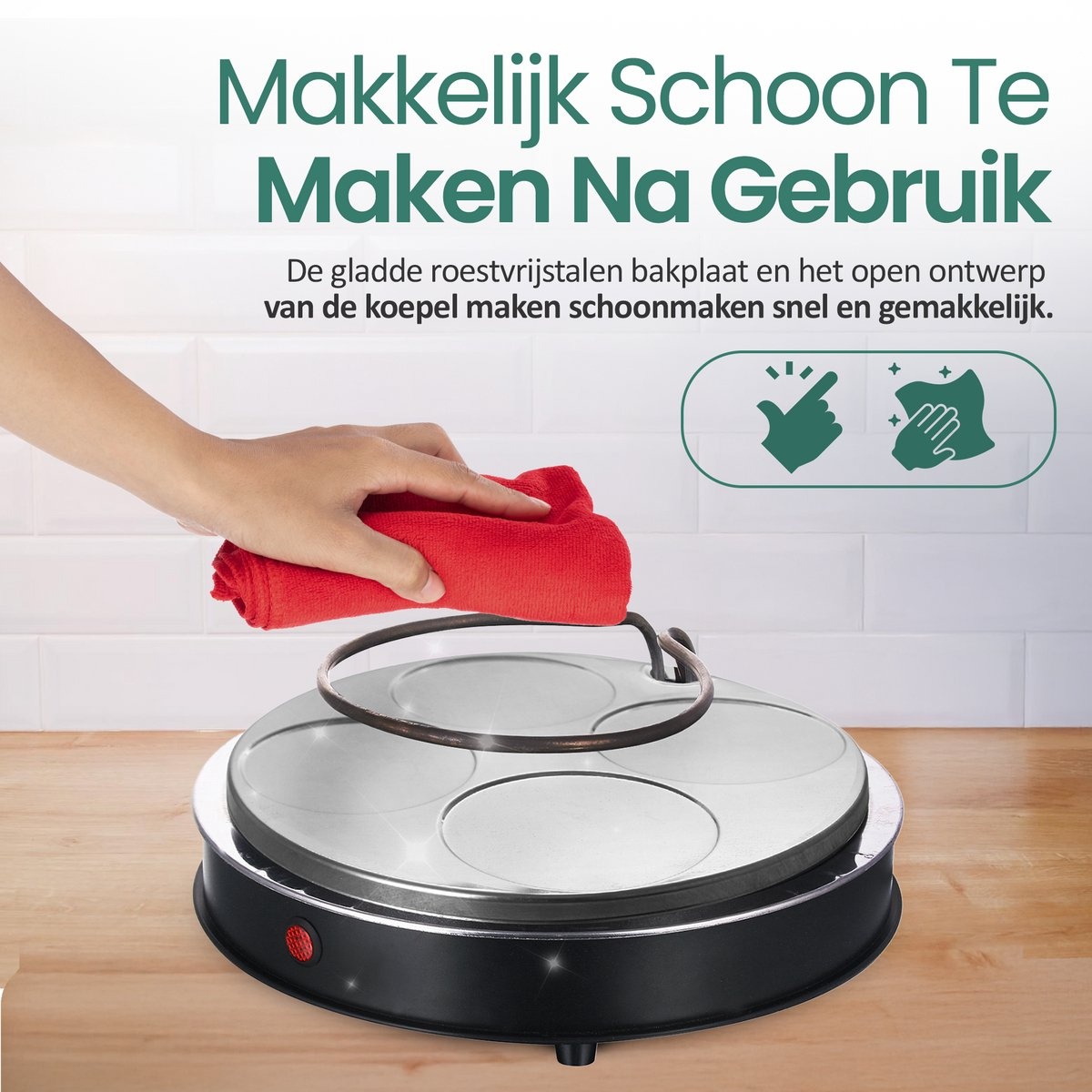 Emerio Pizzarette Origineel - 6 Persoons Pizza Oven - Handgemaakte Terracotta Koepel - 6 Geïsoleerde Bakspatels - RVS Bakplaat - Gourmetstel met Cool touch koepel - PO-115984 1200W