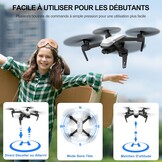 Wipkviey T6 Drone met 1080P HD Camera - Wit, Beginnersvriendelijk, RC Quadrocopter met 2 Accu's, FPV WiFi