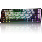 TMKB T68 Draadloze Mechanische Gaming-Toetsenbord, Tri-Mode (Bluetooth/5.0/2.4GHz/USB-C), 60% RGB Toetsenbord met 68 Toetsen (QWERTY Layout), Rode Switch - Grijs/Zwart