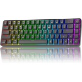 TMKB T68 Draadloze Mechanische Gaming-Toetsenbord, Tri-Mode (Bluetooth/5.0/2.4GHz/USB-C), 60% RGB Toetsenbord met 68 Toetsen (QWERTY Layout), Rode Switch - Grijs/Zwart