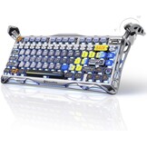 GravaStar Mercury K1 Pro Gaming toetsenbord BT5.0/2.4G/USB-C, 75% gasket hot-swap-compatibel mechanisch toetsenbord, draadloos met RGB-achtergrondverlichting, Win/Mac, QWERTY (interstellair zilver)