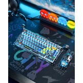 GravaStar Mercury K1 Pro Gaming toetsenbord BT5.0/2.4G/USB-C, 75% gasket hot-swap-compatibel mechanisch toetsenbord, draadloos met RGB-achtergrondverlichting, Win/Mac, QWERTY (interstellair zilver)