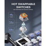 GravaStar Mercury K1 Pro Gaming toetsenbord BT5.0/2.4G/USB-C, 75% gasket hot-swap-compatibel mechanisch toetsenbord, draadloos met RGB-achtergrondverlichting, Win/Mac, QWERTY (interstellair zilver)