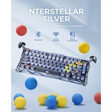 GravaStar Mercury K1 Pro Gaming toetsenbord BT5.0/2.4G/USB-C, 75% gasket hot-swap-compatibel mechanisch toetsenbord, draadloos met RGB-achtergrondverlichting, Win/Mac, QWERTY (interstellair zilver)
