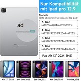 HOU Toetsenbordhoes voor iPad Pro 12,9 inch (6th/5th/4th/3rd) Gen 2022, QWERTZ-lay-out, Click-Anywhere-trackpad, 7 kleuren 3 niveaus instelbaar met achtergrondverlichting, zwevend magnetisch ontwerp,
