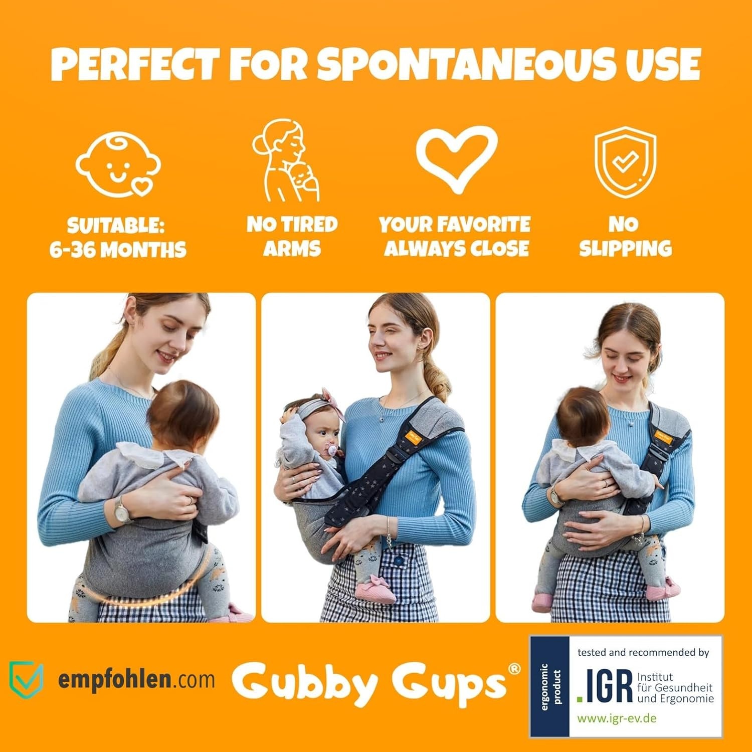 Ergonomische Baby Draagzak V1.0 Salmon met Heupsteun - Geschikt tot 15 kg