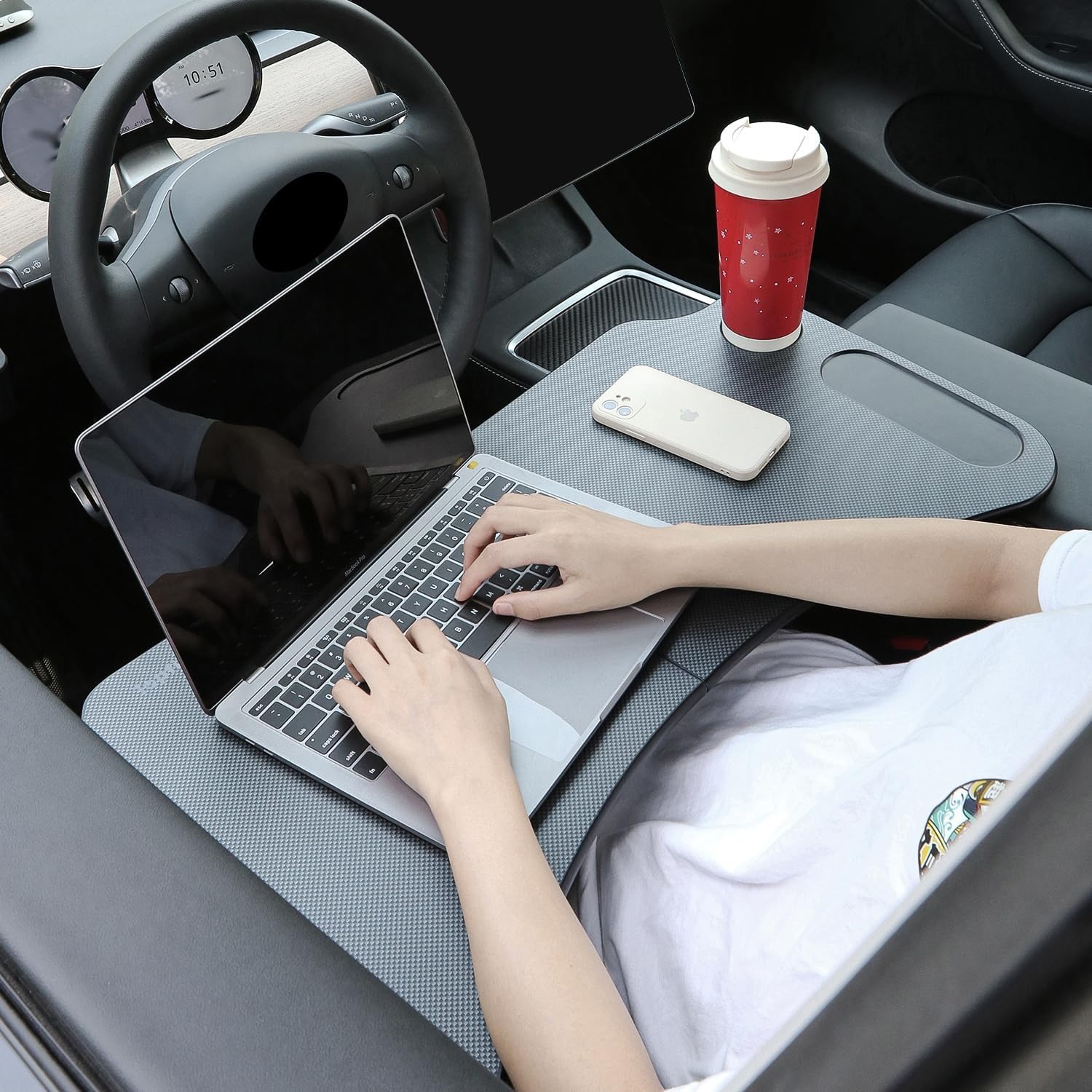 Tesla Model 3 Model Y opvouwbare laptopwerktafel voor Tesla-accessoires stuurwieltafel (zwart)