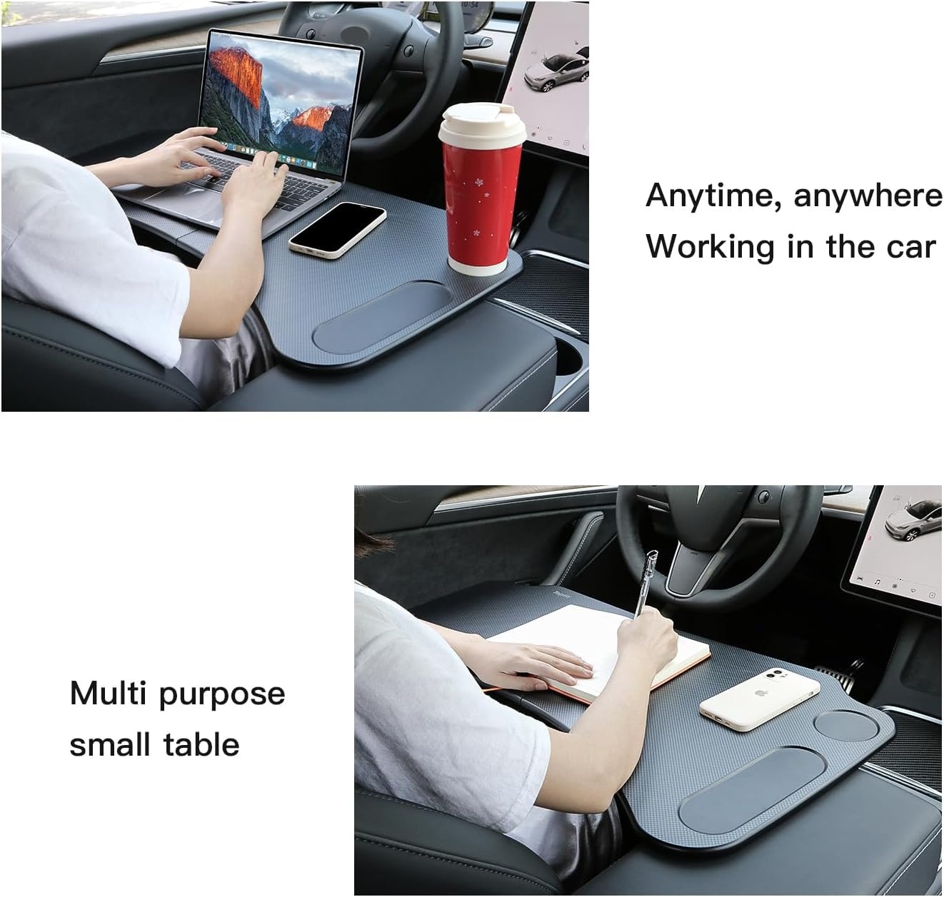 Tesla Model 3 Model Y opvouwbare laptopwerktafel voor Tesla-accessoires stuurwieltafel (zwart)