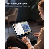 HOU Toetsenbord hoes voor iPad 10 generatie (10,9 inch), magnetische standaard, multi-touch trackpad, 7-kleurig verlicht, iPad 10 generatie 2022, hoes met toetsenbord, QWERTZ-lay-out, zwart
