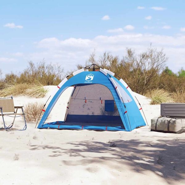 vidaXL Strandtent 2-persoons waterdicht snelontgrendeling azuurblauw