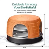 Emerio Pizzarette Origineel - 8 Persoons Pizza Oven - Handgemaakte Terracotta Koepel - 8 Geïsoleerde Bakspatels - RVS Bakplaat - Gourmetstel - PO-116124.1 1500W