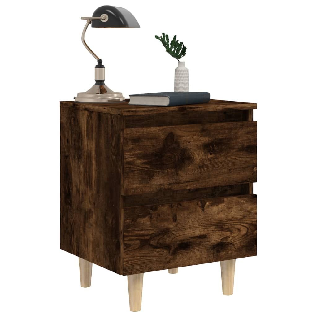 vidaXL Nachtkastje met houten poten 40x35x50 cm gerookt eikenkleurig