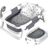 Babybadkuip opvouwbaar, draagbaar bad van pasgeborene tot peuter met antislipmat, afvoergat, geen thermometer, grijs