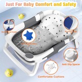 Babybadkuip opvouwbaar, draagbaar bad van pasgeborene tot peuter met antislipmat, afvoergat, geen thermometer, grijs