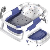 Babybadkuip opvouwbaar, draagbaar bad van pasgeborene tot peuter met antislipmat, afvoergat, geen thermometer, grijs