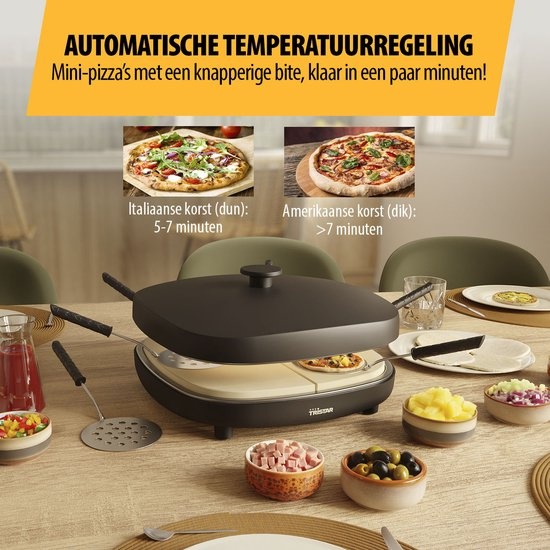 Tristar PZ-9176 Pizza Gourmetset - Family 6 Mini Pizza Oven - Voor 6 personen - Inclusief deegsnijder