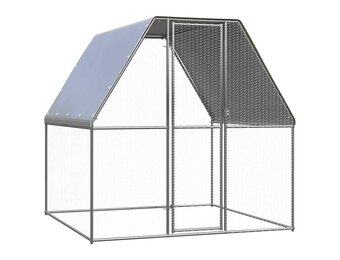 vidaXL Kippenkooi 2x2x2 m gegalvaniseerd staal zilverkleurig en grijs