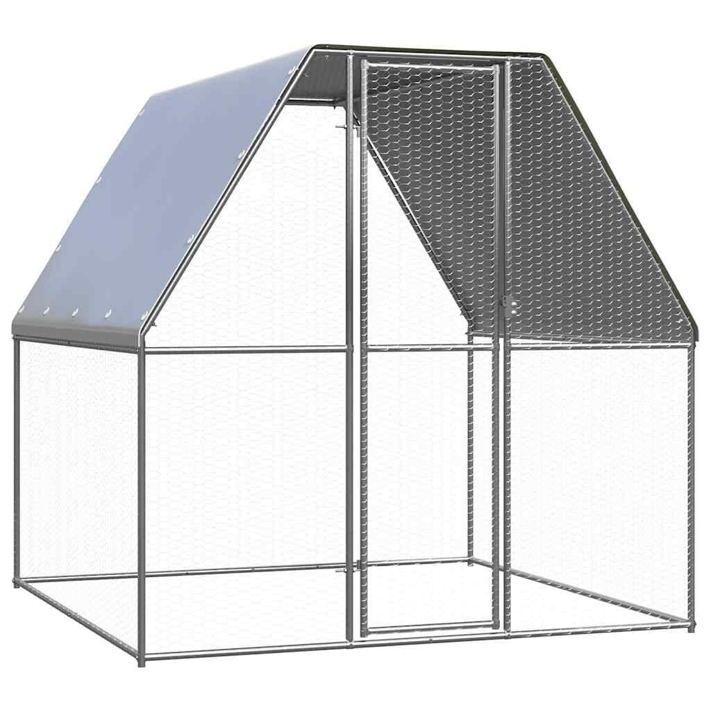 vidaXL Kippenkooi 2x2x2 m gegalvaniseerd staal zilverkleurig en grijs