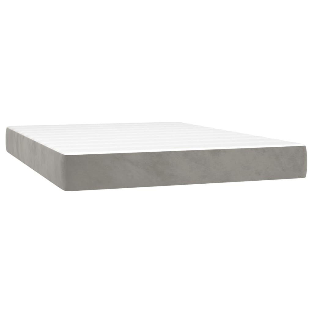 vidaXL Pocketveringmatras 140x200x20 cm fluweel lichtgrijs