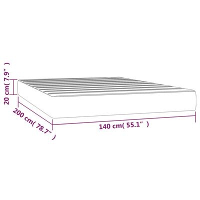 vidaXL Pocketveringmatras 140x200x20 cm fluweel lichtgrijs