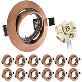 12x LED Inbouwspots Antiek Koper Rond Draaibaar 68mm Inbouwframe GU10 Fitting 230V