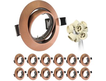 12x LED Inbouwspots Antiek Koper Rond Draaibaar 68mm Inbouwframe GU10 Fitting 230V