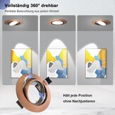12x LED Inbouwspots Antiek Koper Rond Draaibaar 68mm Inbouwframe GU10 Fitting 230V