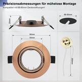 12x LED Inbouwspots Antiek Koper Rond Draaibaar 68mm Inbouwframe GU10 Fitting 230V