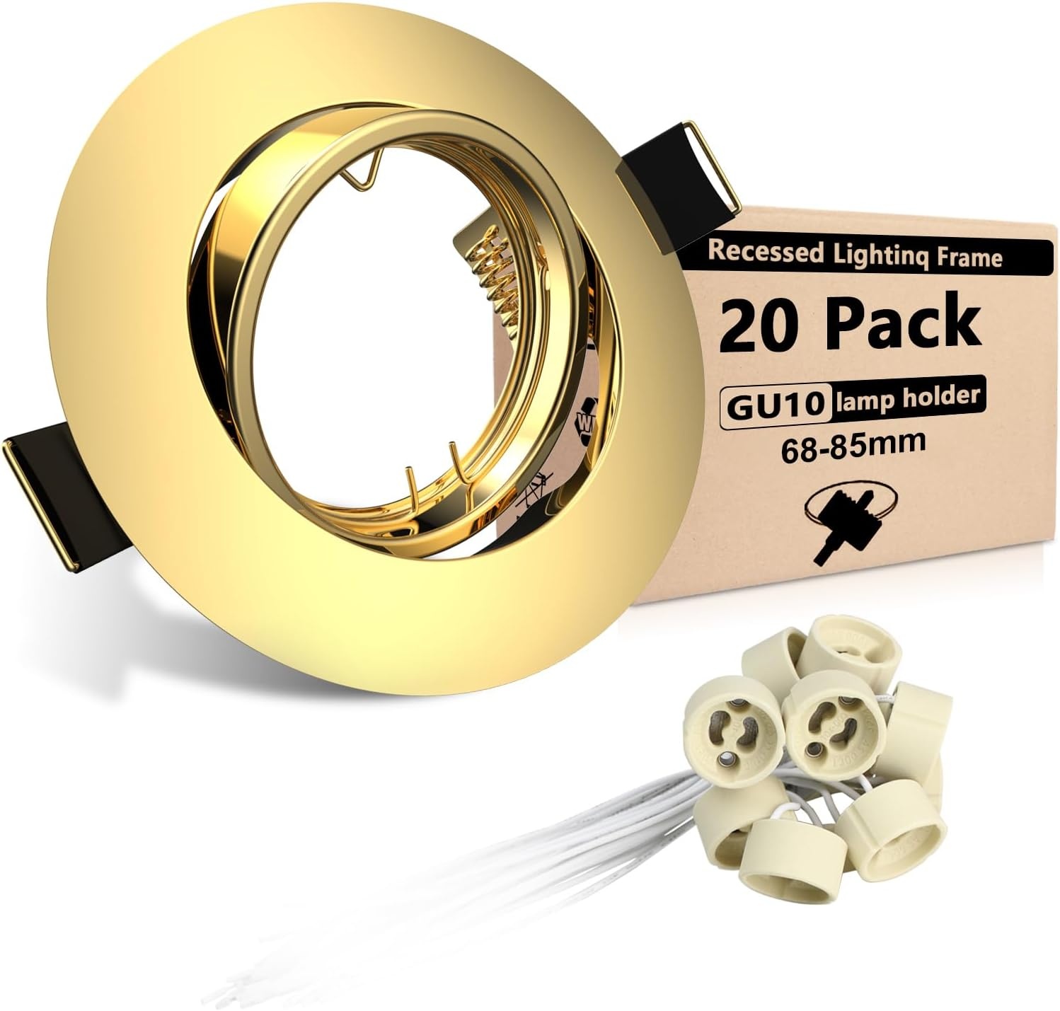 12x LED Inbouwspots Antiek Koper Rond Draaibaar 68mm Inbouwframe GU10 Fitting 230V