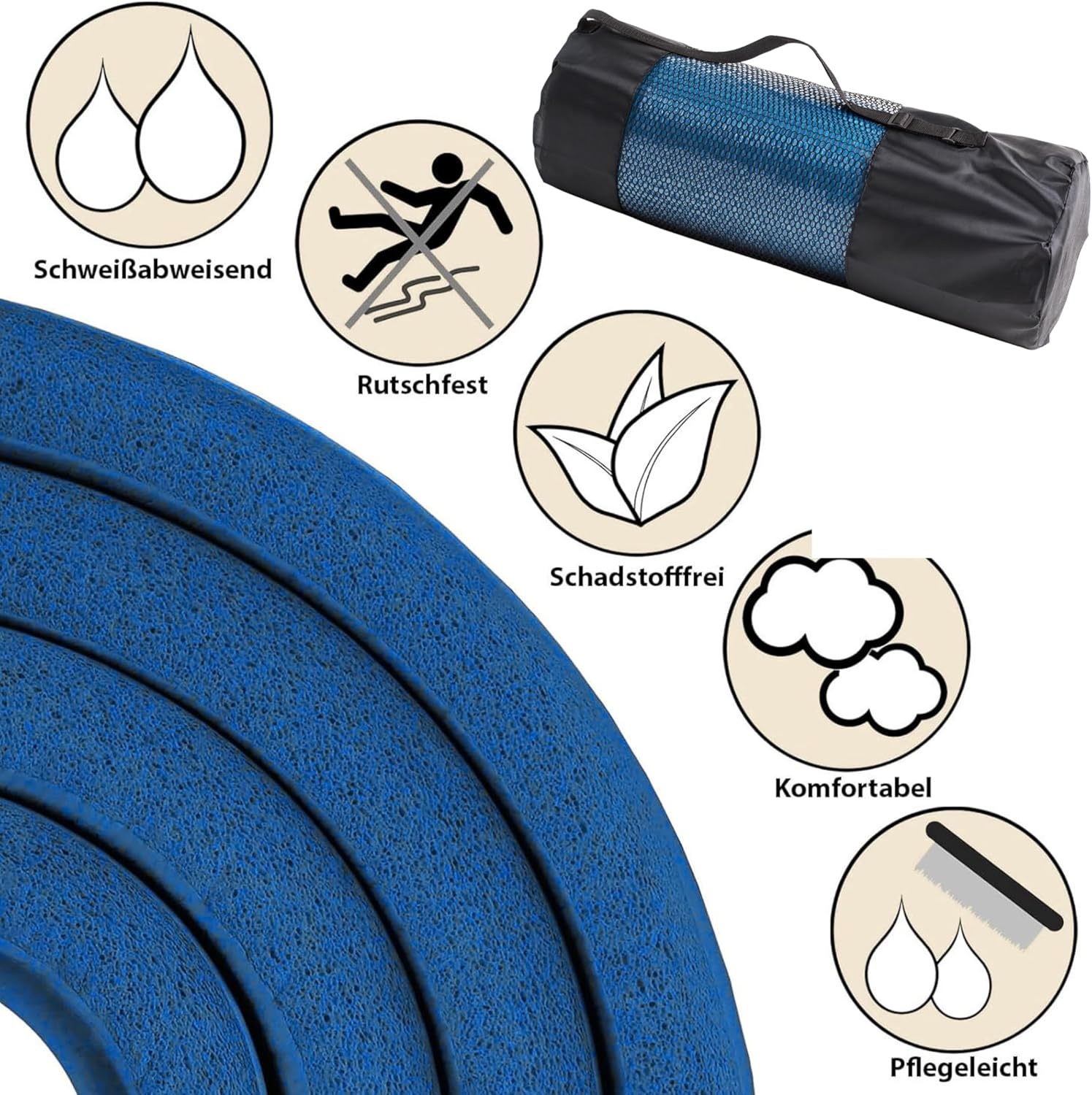 Winder Home Yogamat Fitnessmat 1.5 cm Blauw - Antislip en Comfortabel