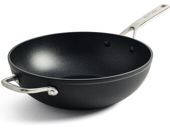 KitchenAid Forged Hardened Aluminium Hard geanodiseerd PFAS-vrij keramisch antiaanbaksel, 30cm/5 liter wok, inductie, ovenbestendig, vaatwasmachinebestendig, zwart - Maat 30cm/5l