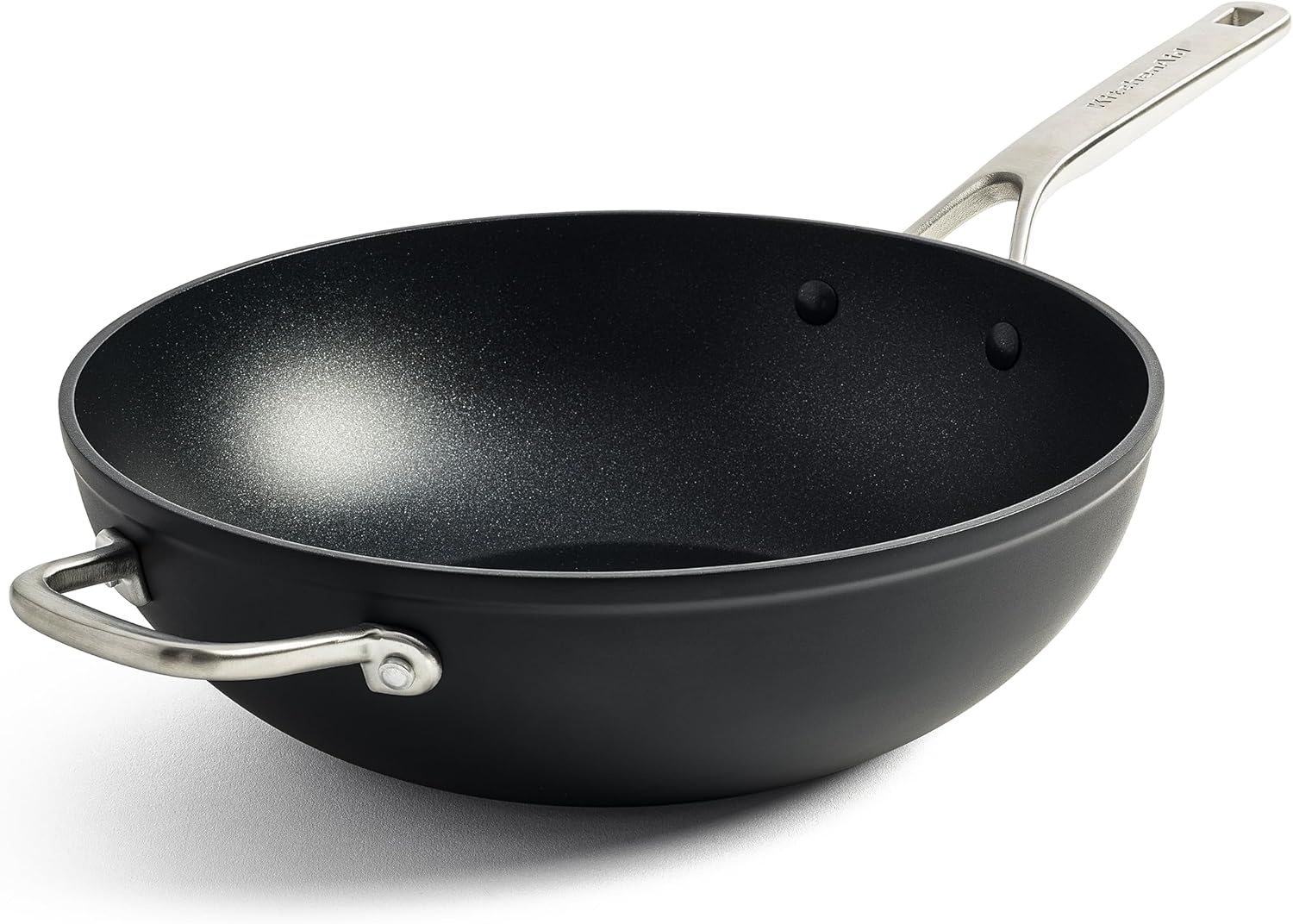 KitchenAid Forged Hardened Aluminium Hard geanodiseerd PFAS-vrij keramisch antiaanbaksel, 30cm/5 liter wok, inductie, ovenbestendig, vaatwasmachinebestendig, zwart - Maat 30cm/5l