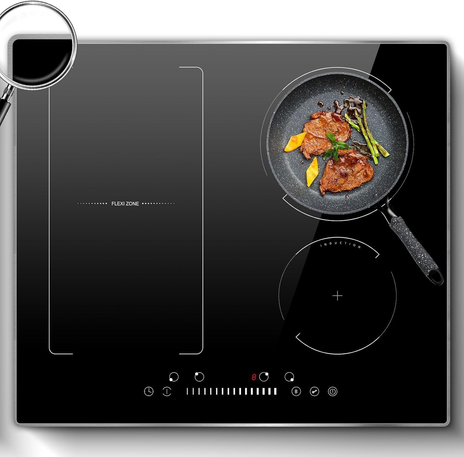 Hobsir Inbouw Inductiekookplaat 60 cm Flex Zone 7200W Touch Control Kinderbeveiliging