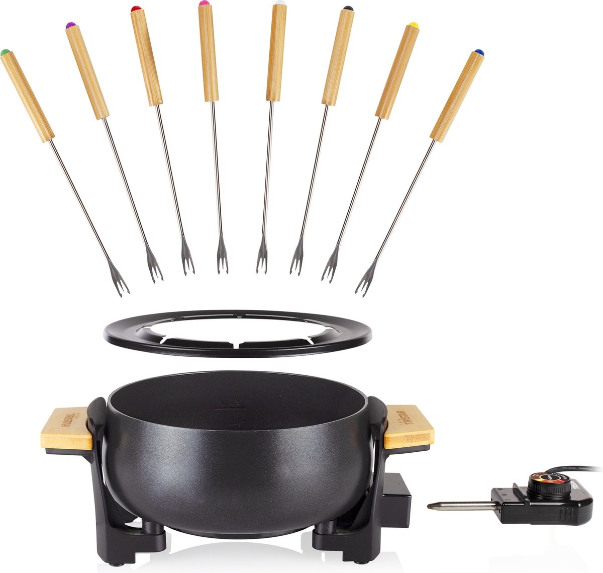 Elektrische Fondueset FO-1108 voor 8 pers. | 1.5L | 1000W | Bamboe | 41% Korting