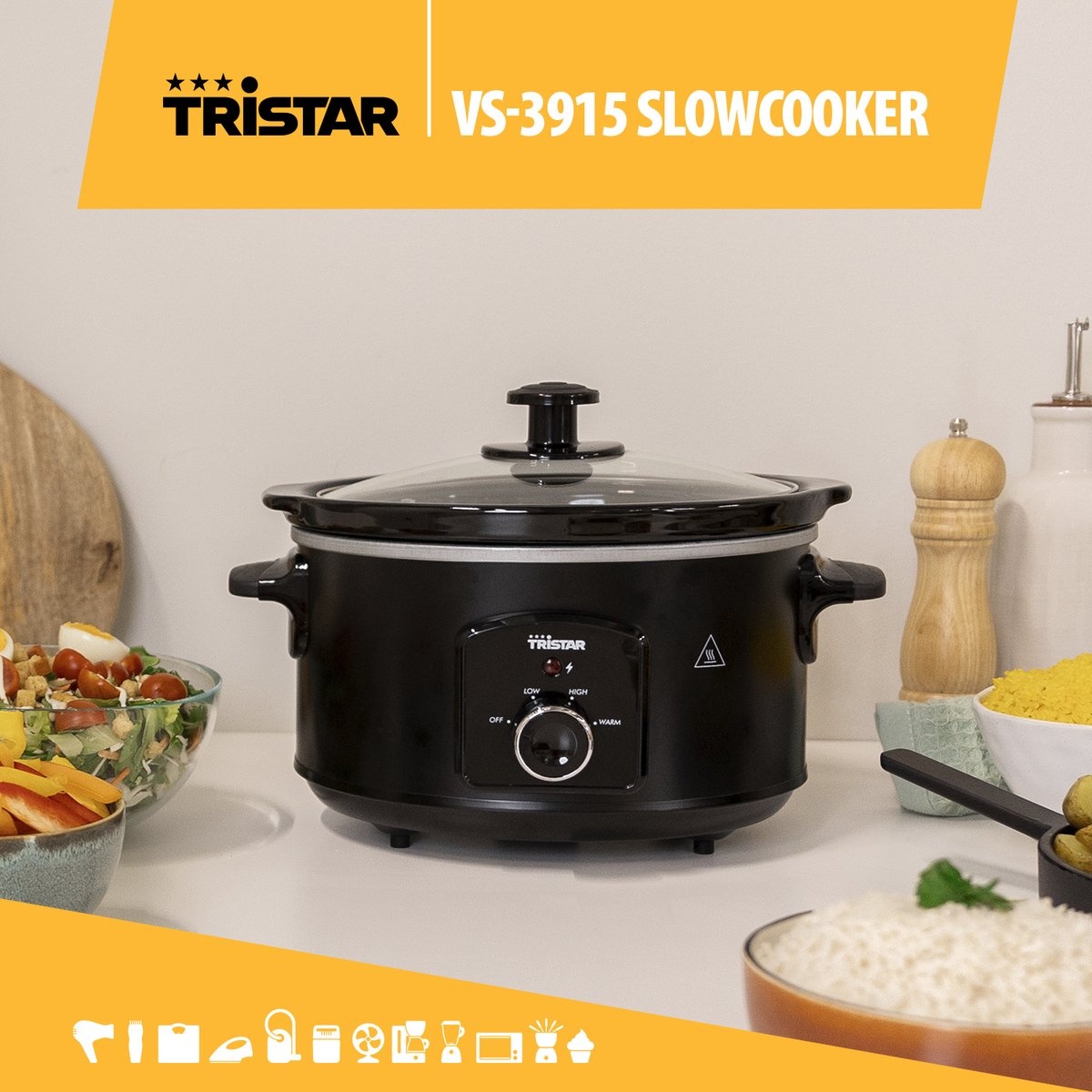 Tristar Slowcooker 180W - VS-3915 - 3.5L - Keramische binnenpan - Zwart