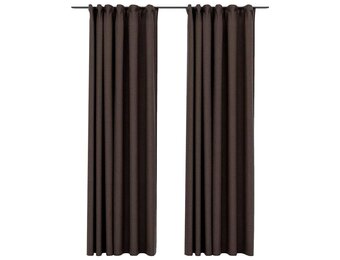 vidaXL Gordijnen linnen-look verduisterend haken 2 st 140x245 cm taupe