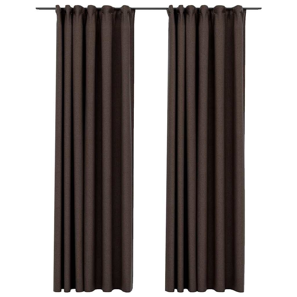 VidaXL Gordijnen Taupe Linnen-look 2 stuks, 60% Korting